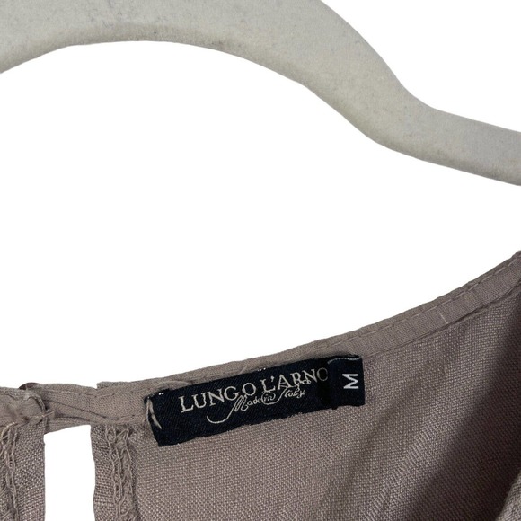 Lungo L'Arno Beige Sleeveless 100% Linen Dress Pockets Lagenlook Womens Medium - Picture 4 of 7